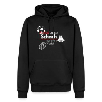 Fußball ist wie Schach nur ohne Würfel - Männer Premium Bio Hoodie - Schwarz - Vorne - Nico (187cm)