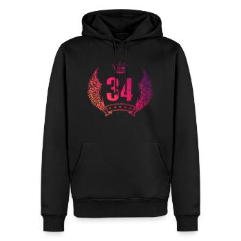 34 Zahl Krone - Männer Premium Bio Hoodie - Schwarz - Vorne - Nico (187cm)