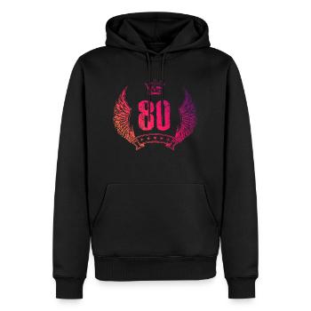 80 Zahl Krone - Männer Premium Bio Hoodie - Schwarz - Vorne - Nico (187cm)