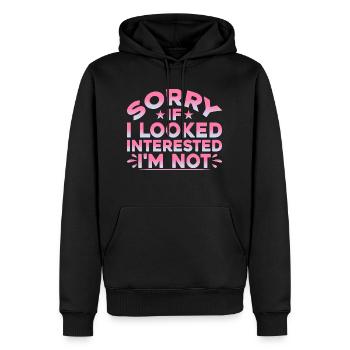 Désolé si j’avais l’air intéressé, je n’ai pas 12 ans - Sweat à capuche Premium bio Homme - noir - Devant - Nico (187cm)