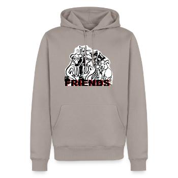 ZoffArt FRIENDS - Männer Premium Bio Hoodie - Taupe - Vorne - Nico (187cm)