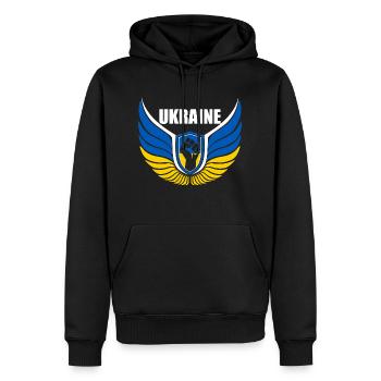 Ukraine Logo - Männer Premium Bio Hoodie - Schwarz - Vorne - Nico (187cm)