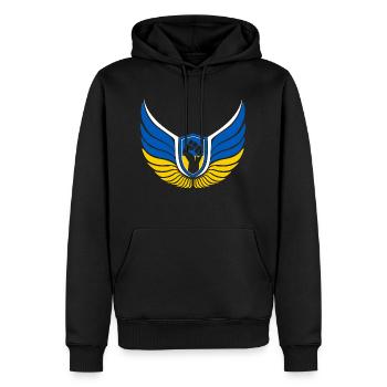 Ukraine Logo - Männer Premium Bio Hoodie - Schwarz - Vorne - Nico (187cm)