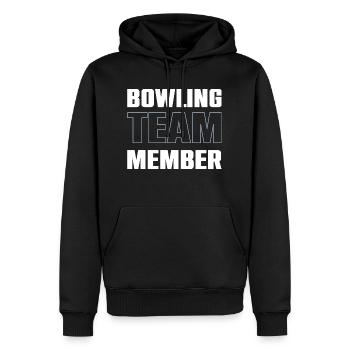 Bowling Team - Männer Premium Bio Hoodie - Schwarz - Vorne - Nico (187cm)
