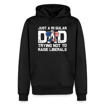 Just A Regular Dad Trying Not To Raise Liberals - Men’s Premium Organic Hoodie - black - Front - Nico (187cm)