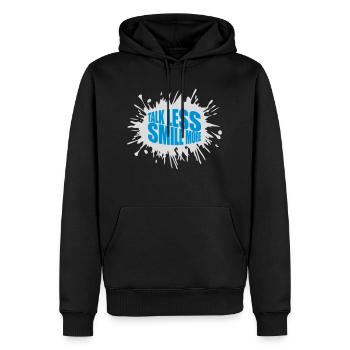 talk less smile more - Men’s Premium Organic Hoodie - black - Front - Nico (187cm)