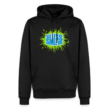 talk less smile more - Men’s Premium Organic Hoodie - black - Front - Nico (187cm)