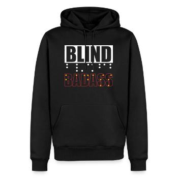 Blind Badass Braille Dots Impaired Blindness - Männer Premium Bio Hoodie - Schwarz - Vorne - Nico (187cm)