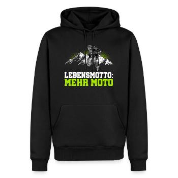 Lebensmotto Mehr Moto Enduro Motocross Motorrad Bi - Männer Premium Bio Hoodie - Schwarz - Vorne - Nico (187cm)