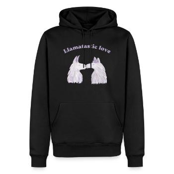 Saint-Valentin Les couples aiment le couple cadeau Lama Kiss - Sweat à capuche Premium bio Homme - noir - Devant - Nico (187cm)