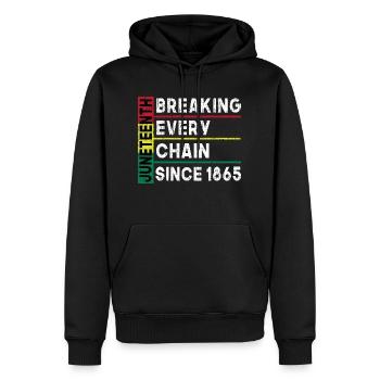 JuneTeenth Briser toutes les chaînes depuis 1865 - Sweat à capuche Premium bio Homme - noir - Devant - Nico (187cm)