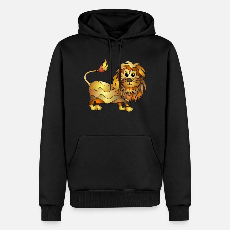 Löwe - Männer Premium Bio Hoodie - Schwarz