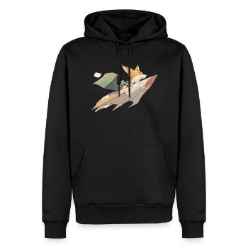 Haki der Fuchs und sein Papierflieger - Männer Premium Bio Hoodie - Schwarz - Vorne - Nico (187cm)