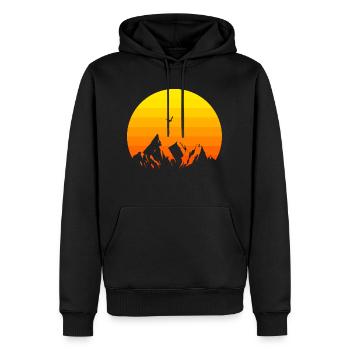 Coucher de soleil dans les montagnes - Sweat à capuche Premium bio Homme - noir - Devant - Nico (187cm)