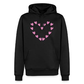 Cœur de cœur rose - Sweat à capuche Premium bio Homme - noir - Devant - Nico (187cm)