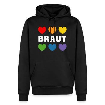 Regenbogenherzchen Braut weiss - Männer Premium Bio Hoodie - Schwarz - Vorne - Nico (187cm)