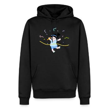 Course à pied - Sweat à capuche Premium bio Homme - noir - Devant - Nico (187cm)