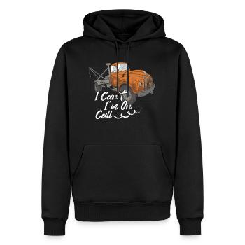 Je ne peux pas Je suis sur appel Chauffeur de dépanneuse de camionnage - Sweat à capuche Premium bio Homme - noir - Devant - Nico (187cm)