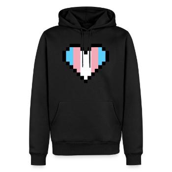 Transgender Pride Pixel Art Herz - Männer Premium Bio Hoodie - Schwarz - Vorne - Nico (187cm)