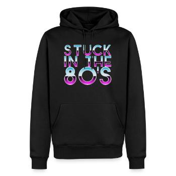Retro Synthwave Sunset Logo - Men’s Premium Organic Hoodie - black - Front - Nico (187cm)