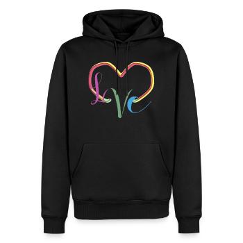 L♡VE - Männer Premium Bio Hoodie - Schwarz - Vorne - Nico (187cm)