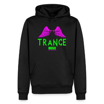 Logo de l’aile de musique trance - Sweat à capuche Premium bio Homme - noir - Devant - Nico (187cm)
