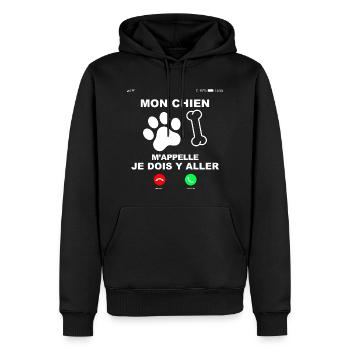 Empreinte de Chien Cadeau Citation Humour - Sweat à capuche Premium bio Homme - noir - Devant - Nico (187cm)