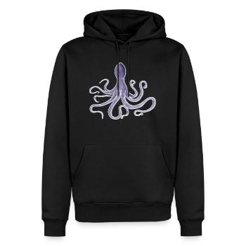 "Oktopus", Boho Line Art Design, Serie "Ocean" - Männer Premium Bio Hoodie - Schwarz - Vorne - Nico (187cm)