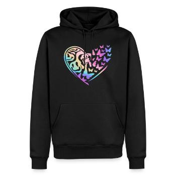 Heart Smile And Butterflies In Rainbow - Men’s Premium Organic Hoodie - black - Front - Nico (187cm)