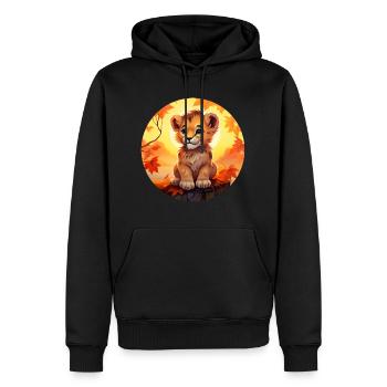 Löwenbaby im Herbstlaub - Romantisches Sunset-Desi - Männer Premium Bio Hoodie - Schwarz - Vorne - Nico (187cm)