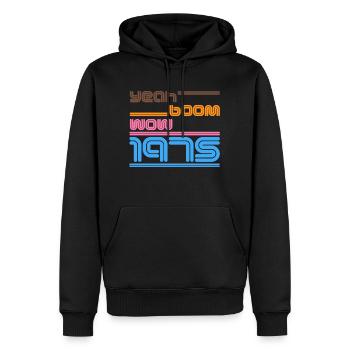 Chemise d’anniversaire rétro 1975 - grande idée cadeau - Sweat à capuche Premium bio Homme - noir - Devant - Nico (187cm)