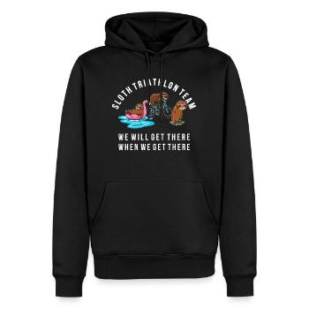 Sloth Triathlon Team Faultier Sport Shirt - Männer Premium Bio Hoodie - Schwarz - Vorne - Nico (187cm)