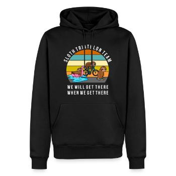 Sloth Triathlon Team Faultier Sport Shirt - Männer Premium Bio Hoodie - Schwarz - Vorne - Nico (187cm)
