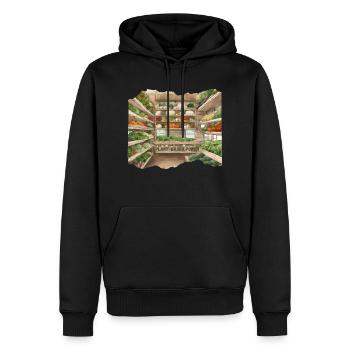 Gemüseständer im Anime-Stil pflanzliche Kraft - Männer Premium Bio Hoodie - Schwarz - Vorne - Nico (187cm)