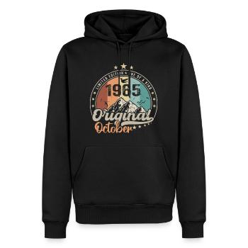 Octobre | les Légendes sont nés en Octobre 1965 - Sweat à capuche Premium bio Homme - noir - Devant - Nico (187cm)