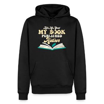 Ask Me About My Book Published Author Book Novel W - Männer Premium Bio Hoodie - Schwarz - Vorne - Nico (187cm)