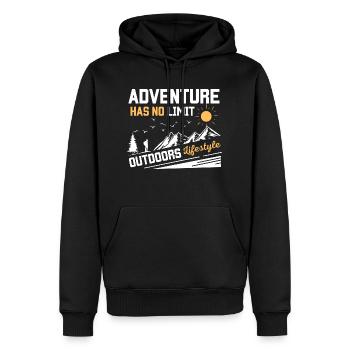 ADVENTURE HAS NO LIMIT 2 - Men’s Premium Organic Hoodie - black - Front - Nico (187cm)