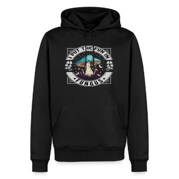 I put the Fun in Fungus - Männer Premium Bio Hoodie - Schwarz - Vorne - Nico (187cm)