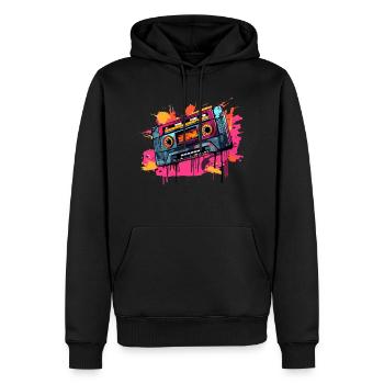 Kassetten Design der 80er & 90er Jahre Musik Motiv - Männer Premium Bio Hoodie - Schwarz - Vorne - Nico (187cm)