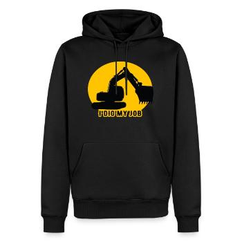 Lustiges Zitat Bagger - Männer Premium Bio Hoodie - Schwarz - Vorne - Nico (187cm)