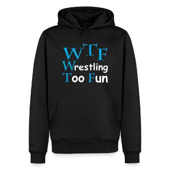 WTF "Wrestling Too Fun" - Herre Premium økologisk hoodie - sort - Foran - Nico (187cm)