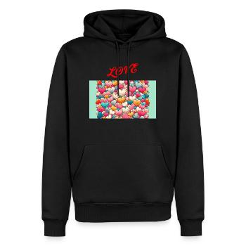 Love - Sweat à capuche Premium bio Homme - noir - Devant - Nico (187cm)