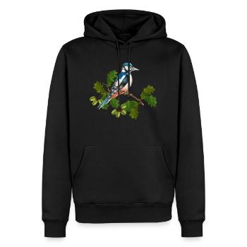Bunter Vogel - Männer Premium Bio Hoodie - Schwarz - Vorne - Nico (187cm)
