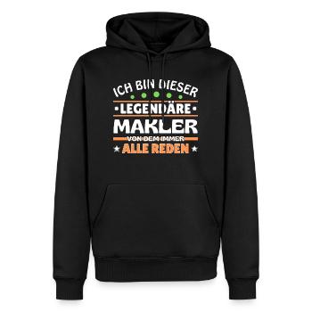 Je suis ce courtier légendaire - Sweat à capuche Premium bio Homme - noir - Devant - Nico (187cm)