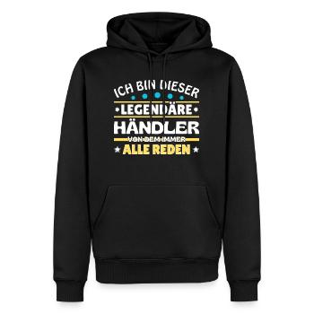 I'm this legendary merchant - Men’s Premium Organic Hoodie - black - Front - Nico (187cm)