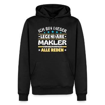 Je suis ce courtier légendaire - Sweat à capuche Premium bio Homme - noir - Devant - Nico (187cm)