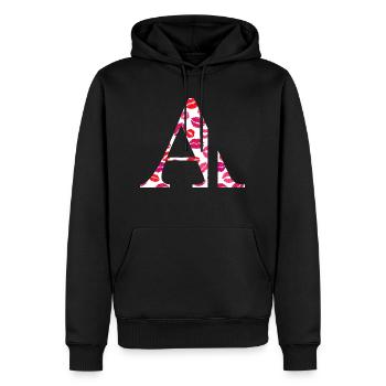 Lettre a bisous - Sweat à capuche Premium bio Homme - noir - Devant - Nico (187cm)