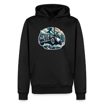 Amerikanischer Oldtimer und Sportwagen - Männer Premium Bio Hoodie - Schwarz - Vorne - Nico (187cm)