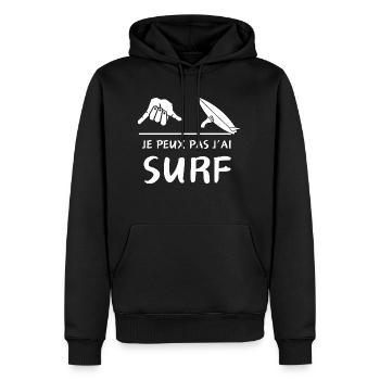 Je peux pas j'ai surf - Sweat à capuche Premium bio Homme - noir - Devant - Nico (187cm)