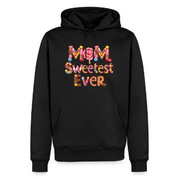 MAMAN LA PLUS DOUCE DE TOUS LES TEMPS - Sweat à capuche Premium bio Homme - noir - Devant - Nico (187cm)